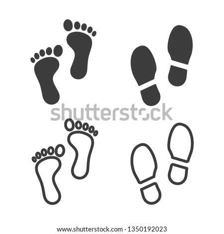 footprints vector icons set filled and line style