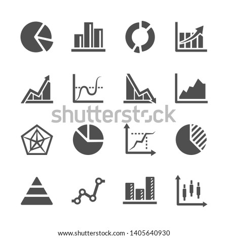 diagram and graph of data vector icon set