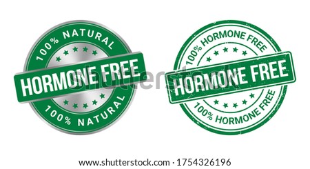 Hormone free labels and stamp on white background