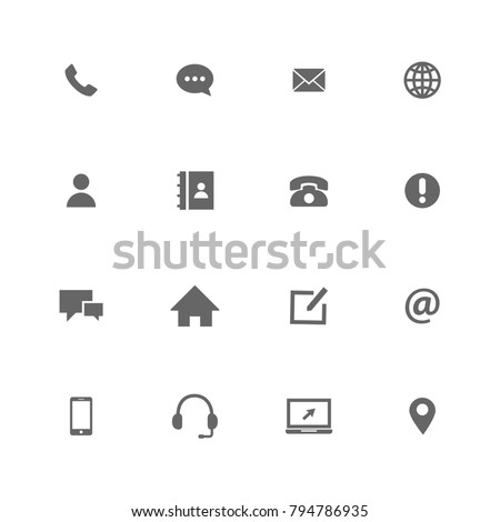 Vector contact us icon grey on white background