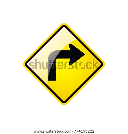 Right Turn Symbol icon on white background, Attracting attention Security First sign, Idea for,graphic,web design,EPS10.