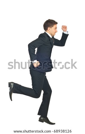 Business Man In A Hurry Running Away Isolated On White Background Stock ...