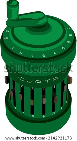 illustration vector isolated of vintage calculator, curta calculator, Curt Herzstark, calculator history. Imagine de stoc © 