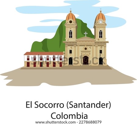 Main square of El Socorro, Santander, Colombia, Catholic cathedral, important church.