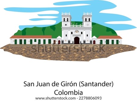 Main square of San Juan de Girón, Santander, Colombia, Catholic cathedral, important church.