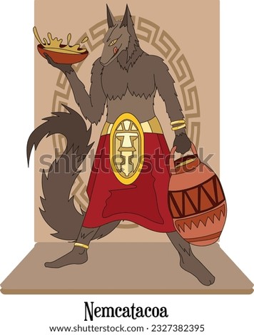 Illustration Vector Isolated of native indigenous God, Nencatacoa, God of dreams, drunkenness and protector of blanket weavers and artists, Muisca, Chibcha