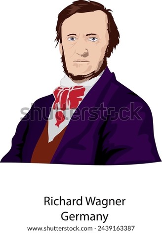 Illustration vector isolated of Richard Wagner, german composer and musician.