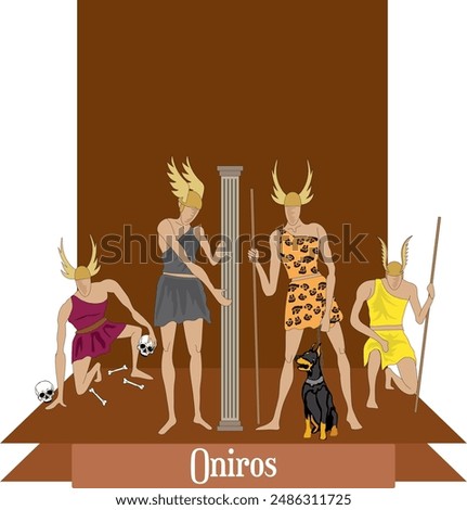 Illustration vector isolated of Oneiros, Oniros, dreams personified.