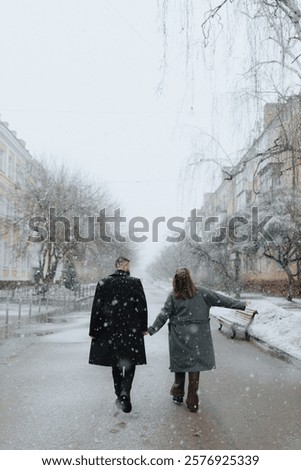 Similar – Image, Stock Photo Two blankets of snow met