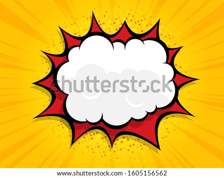 blank boom speech bubble comic book, pop art with halftone vector illustration background