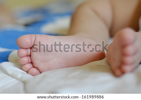 cute baby foot with sleeping