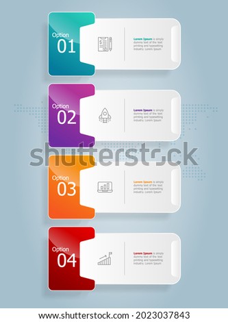 abstract tab bar vertical infographics presentation element template with business icon 4 option vector illustration background