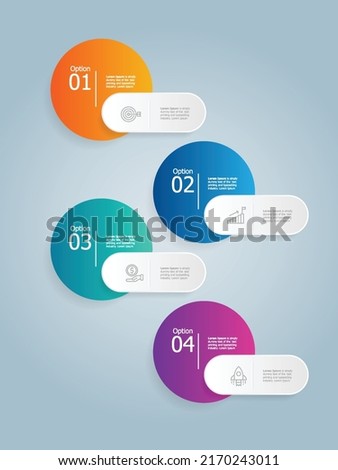 abstract verticle circle infographics element presentation report with business icons 4 step vector illustration background