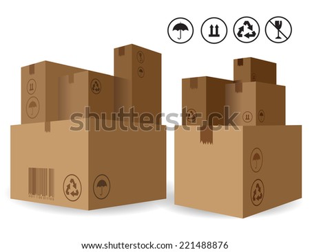 Stack of Cardboard Bexes and Icon Symbol Vector