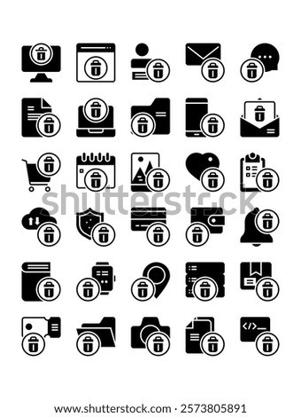 set of delete remove solid glyph icon vector illustration