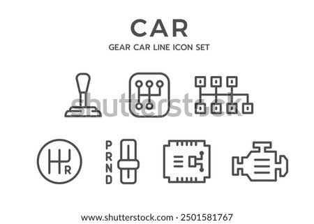 Car repair icon. Car Parts line icons set. Vector illustration. Editable stroke. Transmission manual. Gearbox vector.