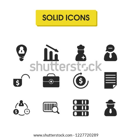 Job business icons set with qr code, chat business and sailor elements. Set of job business icons and scanning concept. Editable vector elements for logo app UI design.