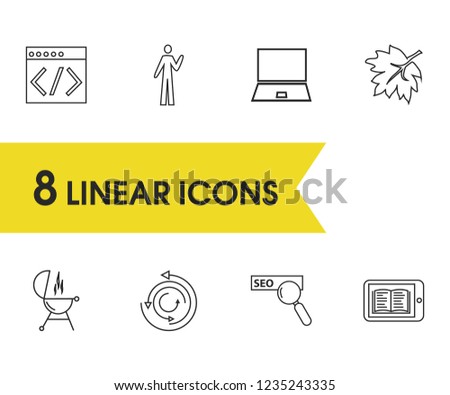 Package icons set with code, autumn and process elements. Set of package icons and programming concept. Editable vector elements for logo app UI design.