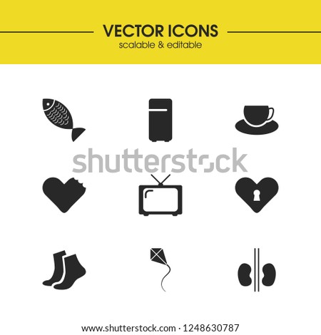 Lifestyle icons set with foot, chocolate and fridge elements. Set of lifestyle icons and leg concept. Editable vector elements for logo app UI design.