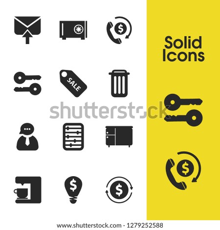 Job business icons set with safe, money reset, nightstand elements. Set of job business icons and vault concept. Editable vector elements for logo app UI design.