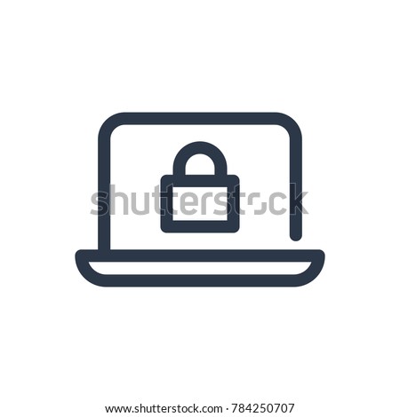 Cyber security icon. Isolated laptop and cyber security icon line style. Premium quality vector symbol drawing concept for your logo web mobile app UI design.