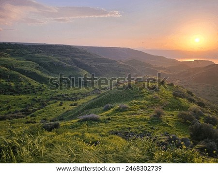 Similar – Image, Stock Photo Sunset from the height, stones in the foreground