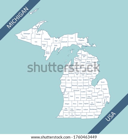 Counties map of Michigan labeled