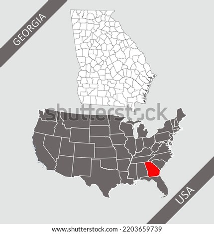 Georgia county on USA map