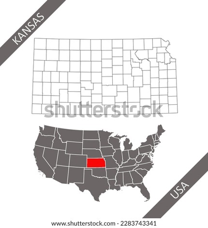 kansas county usa map blank 