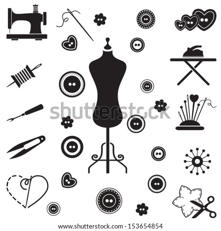 Sewing Icons Stock Vector Illustration 153654854 : Shutterstock