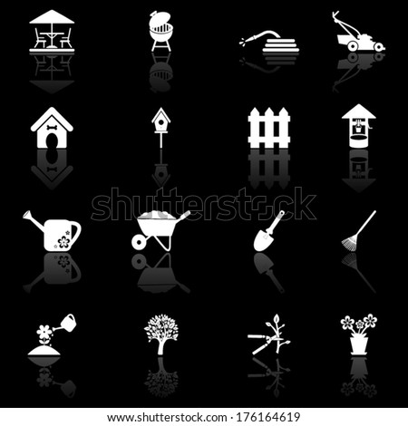 Garden and yard icon set 