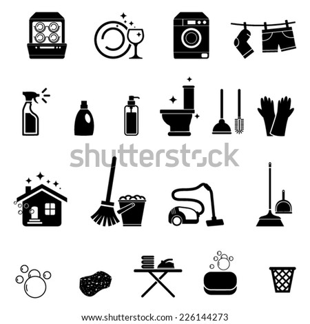 Cleaning icons set