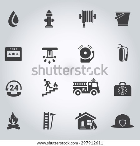 Firefighting icons, black
