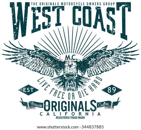 west coast original image design,tee graphics,vintage graphics for t-shirt