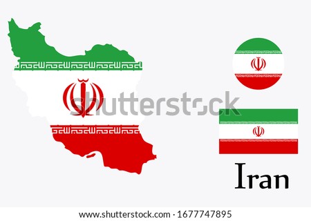 Shape map and flag of Iran country. Eps.file.