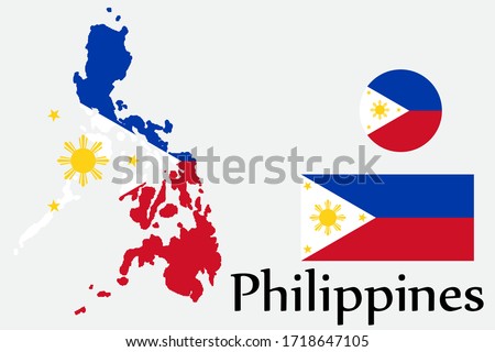 Shape map and flag of Philippines country. Eps.file.