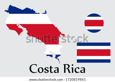 Shape map and flag of Costa Rica country. Eps.file.