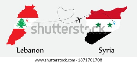 Airplane transport from Lebanon to Syria. Concept a good tour travel and business of both country. EPS.file.