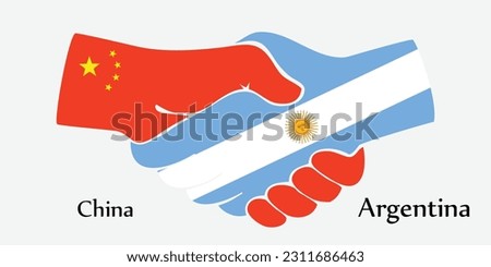 Design shake hands. Concept China and Argentina the borth country a good contact, business, travel, transport and technology.