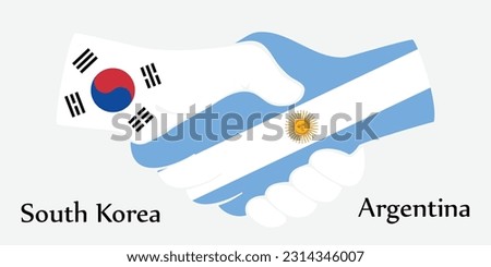 Design shake hands. Concept South Korea and Argentina the borth country a good contact, business, travel, transport and technology.