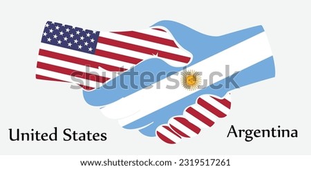 Design shake hands. Concept United States and Argentina the borth country a good contact, business, travel, transport and technology.