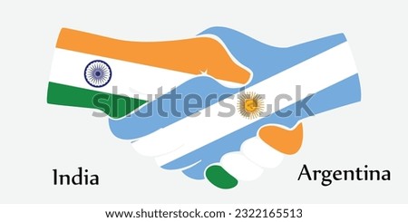 Design shake hands. Concept India and Argentina the borth country a good contact, business, travel, transport and technology.