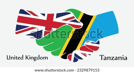 Design shake hands. Concept United Kingdom and Tanzania the borth country a good contact, business, travel, transport and technology.