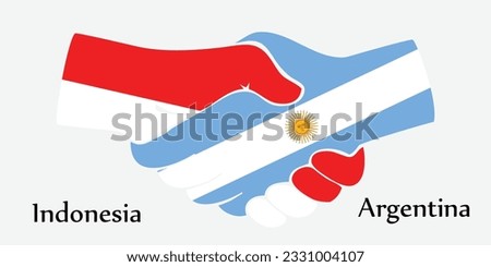 Concept Indonesia and Argentina the borth country a good contact, business, travel, transport and technology. Design shake hands. 