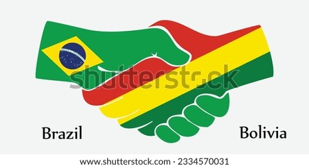 Concept Brazil and Bolivia the borth country a good contact, business, travel, transport and technology. Design shake hands. 