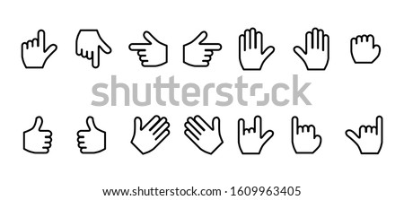 Hand Sign Icon Set Vector Outline.