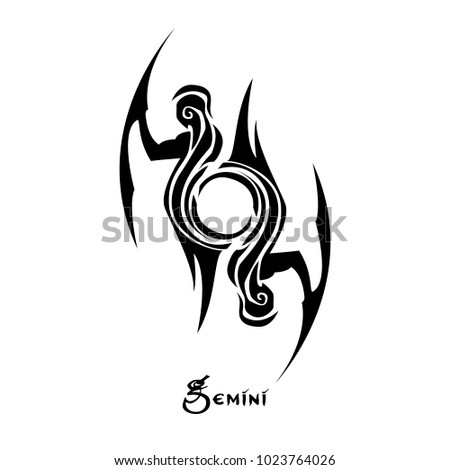 Gemini zodiac sign tattoo art vector