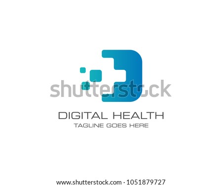 Medical Health Digital Logo Design Vector