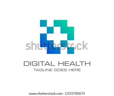 Medical Health Digital Logo Design Vector Template