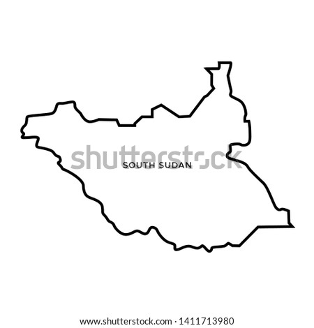 Outline Map of South Sudan Vector Design Template. Editable Stroke